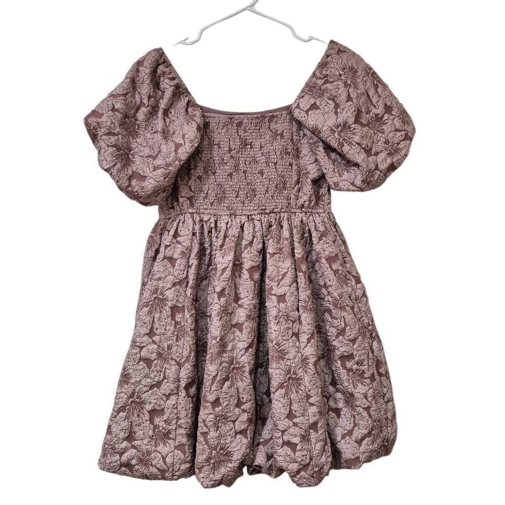 Bohme Women's Mauve Purple Poppies Jacquard Lined Bubble Mini Dress EUC - Picture 8 of 11